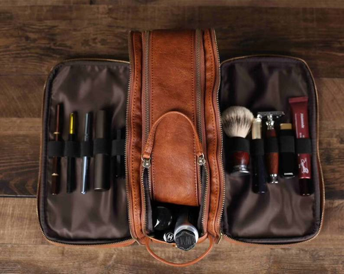 Large Leather Toiletry Bag